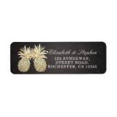 Weddenschap Modern Black Gold Pineapple Couple Etiket (Voorkant)