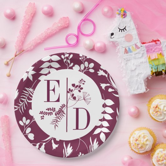 Weddenschap Modern Burgundy Initialen Bord (Feest)