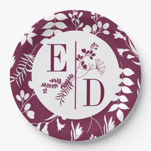 Weddenschap Modern Burgundy Initialen Bord (Voorkant)