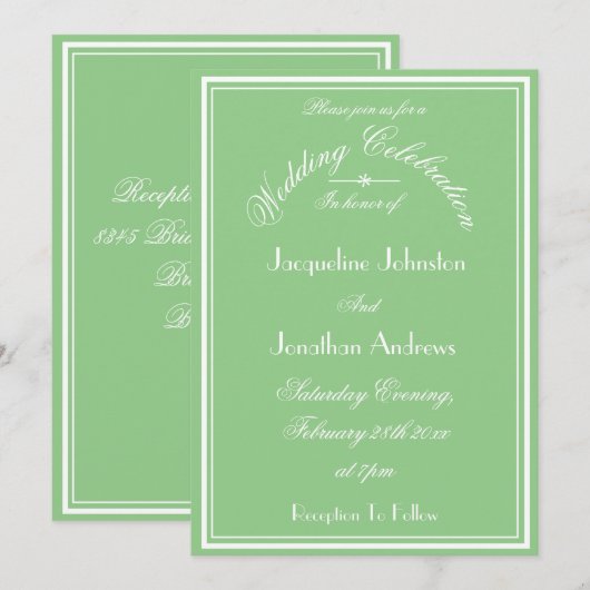 Weddenschap Modern Chic Soft Green Bride Groom Wed Kaart (Voorkant / Achterkant)