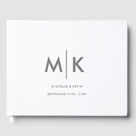 Weddenschap Modern Luxurious Monogram grijs Wit Gastenboek