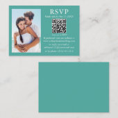 Weddenschap Modern Minimalist Foto Blauwgroen QR R Informatiekaartje (Voorkant / Achterkant)