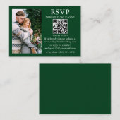 Weddenschap Modern Minimalist Foto Green QR RSVP Informatiekaartje (Voorkant / Achterkant)