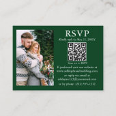 Weddenschap Modern Minimalist Foto Green QR RSVP Informatiekaartje (Voorkant)