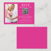 Weddenschap Modern Minimalist Foto Hot Pink QR RSV Informatiekaartje (Voorkant / Achterkant)