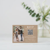 Weddenschap Modern Minimalist Foto Kraft QR RSVP Informatiekaartje (Staand voorkant)