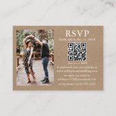 Weddenschap Modern Minimalist Foto Kraft QR RSVP Informatiekaartje (Voorkant)