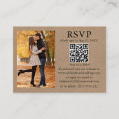 Weddenschap Modern Minimalist Foto Kraft QR RSVP Informatiekaartje (Voorkant)