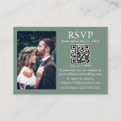 Weddenschap Modern Minimalist Foto Sage Green QR R Informatiekaartje (Voorkant)