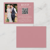 Weddenschap Modern Minimalist Photo Dusty Roos QR  Informatiekaartje (Voorkant / Achterkant)