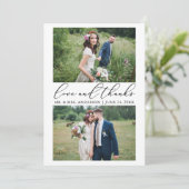 Weddenschap Moderne Calligrafie 2 Fotoliefhebbers Bedankkaart (Staand voorkant)