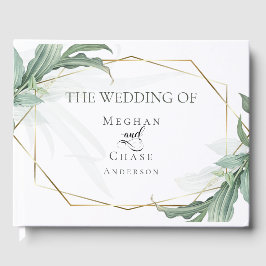 Weddenschap |Moderne elegante tropische bladeren Gastenboek