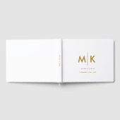 Weddenschap Moderne Luxurieuze Monogram White Gold Gastenboek (Volledig)