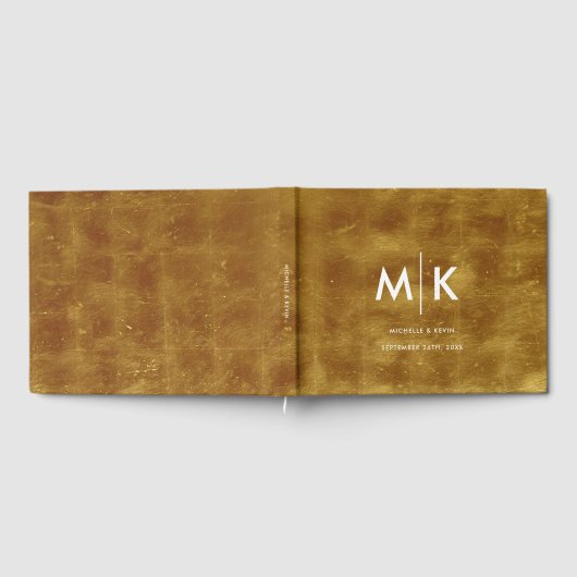 Weddenschap Moderne Luxurous Monogram Gold Foil Gastenboek (Volledig)