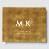 Weddenschap Moderne Luxurous Monogram Gold Foil Gastenboek (Voorkant)