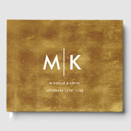 Weddenschap Moderne Luxurous Monogram Gold Foil Gastenboek