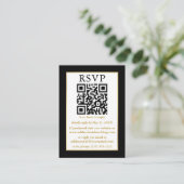 Weddenschap Moderne QR Photo Gold Lijst Black QR Informatiekaartje (Staand voorkant)