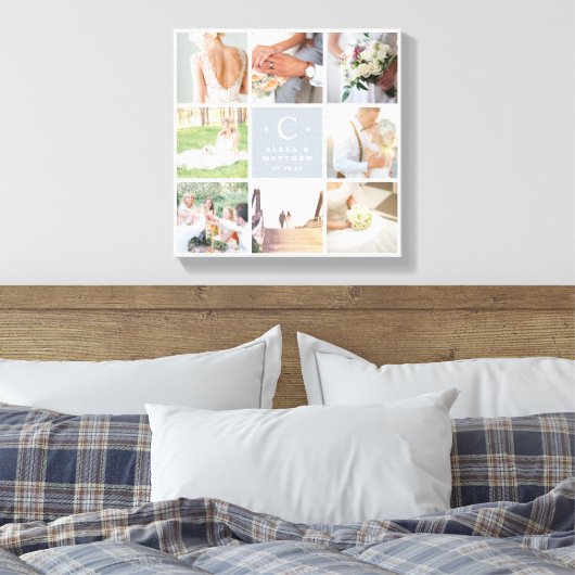 Weddenschap Monogram 8 Foto Collage Canvas Afdruk (Insitu (Slaapkamer))