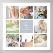 Weddenschap Monogram 8 Foto Collage Poster (Voorkant)