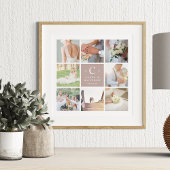 Weddenschap Monogram 8 Foto Collage Poster