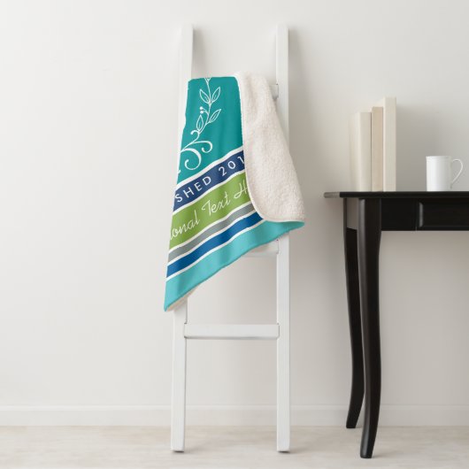 Weddenschap Monogram Anchor Laurel Wreath Aqua Str Sherpa Deken (In situ)