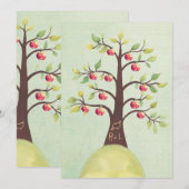 Weddenschap Monogram Apple Tree Carving Invite Kaart (Voorkant / Achterkant)