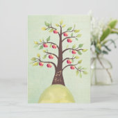 Weddenschap Monogram Apple Tree Carving Invite Kaart (Staand voorkant)