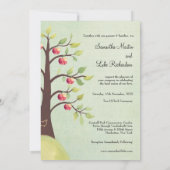Weddenschap Monogram Apple Tree Carving Invite Kaart (Achterkant)