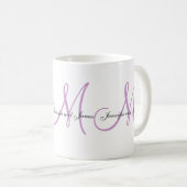 Weddenschap Monogram B & Names Lila Witte Mok (Voorkant rechts)