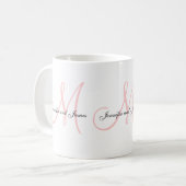 Weddenschap Monogram B & Names Roze White Favor Mo Koffiemok (Voorkant links)