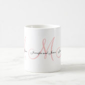Weddenschap Monogram B & Names Roze White Favor Mo Koffiemok (Center)