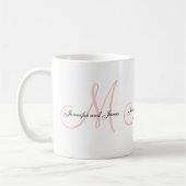 Weddenschap Monogram B & Names Roze White Favor Mo Koffiemok (Links)