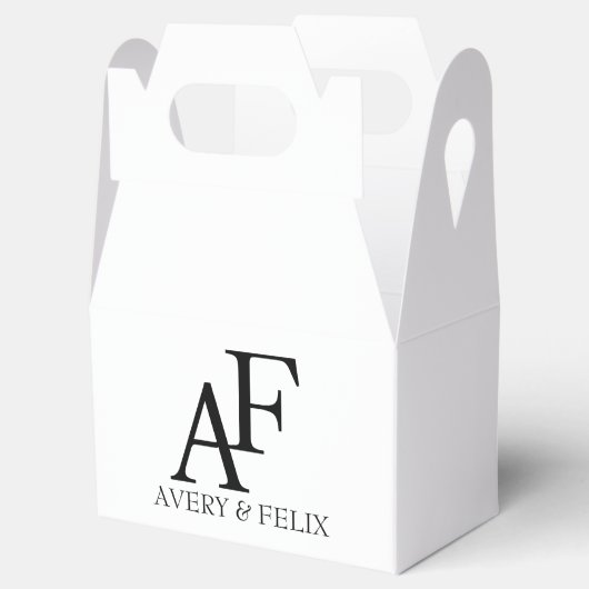 Weddenschap Monogram Black en White Elegant Guest Bedankdoosjes (Geopend)