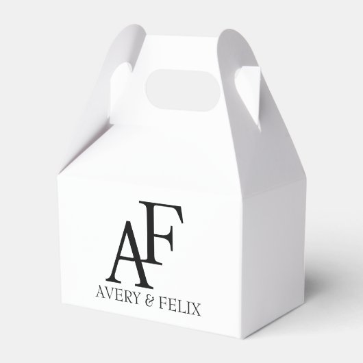 Weddenschap Monogram Black en White Elegant Guest Bedankdoosjes (Voorkant Zijde)