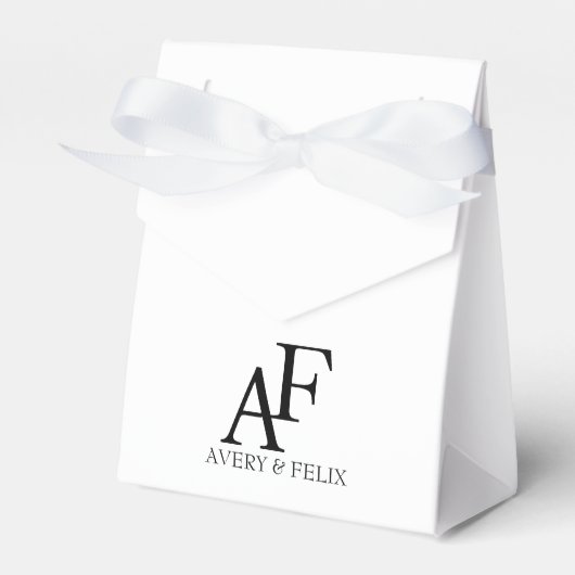 Weddenschap Monogram Black en White Elegant Guest Bedankdoosjes (Voorkant Zijde)