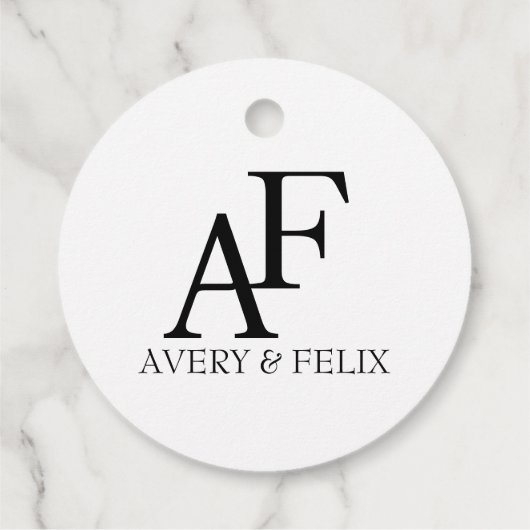 Weddenschap Monogram Black en White Elegant Guest Bedankjes Labels (Achterkant)