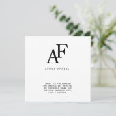 Weddenschap Monogram Black en White Elegant Guest Bedankkaart (Staand voorkant)