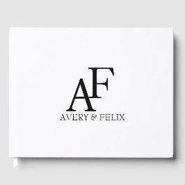 Weddenschap Monogram Black en White Elegant Guest Gastenboek