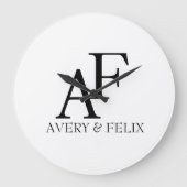 Weddenschap Monogram Black en White Elegant Guest Grote Klok (Voorkant)