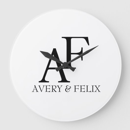 Weddenschap Monogram Black en White Elegant Guest Grote Klok (Voorkant)