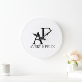 Weddenschap Monogram Black en White Elegant Guest Grote Klok (Huis)