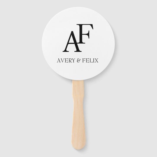 Weddenschap Monogram Black en White Elegant Guest Handwaaier (Voorkant)