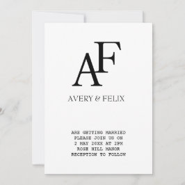 Weddenschap Monogram Black en White Elegant Guest Kaart