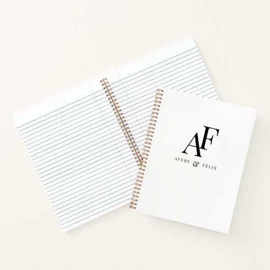 Weddenschap Monogram Black en White Elegant Guest Notitieboek (Binnen)