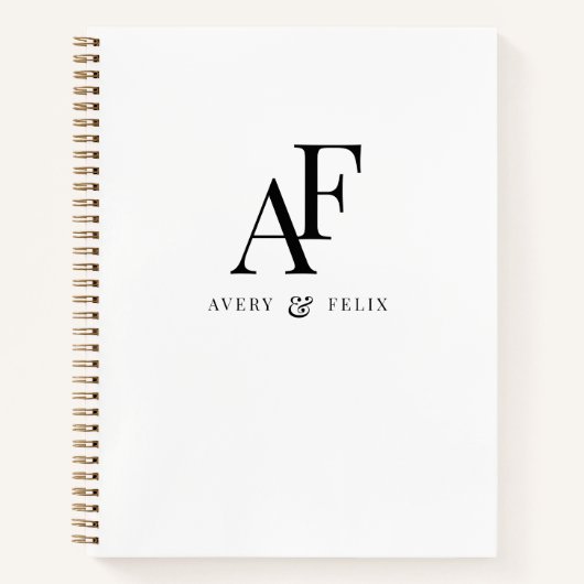 Weddenschap Monogram Black en White Elegant Guest Notitieboek (Voorkant)