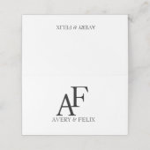 Weddenschap Monogram Black en White Elegant Guest Plaatskaartje (Buitenkant ongevouwen)