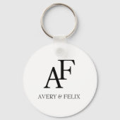 Weddenschap Monogram Black en White Elegant Guest Sleutelhanger (Achterkant)