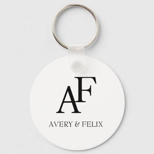 Weddenschap Monogram Black en White Elegant Guest Sleutelhanger (Achterkant)