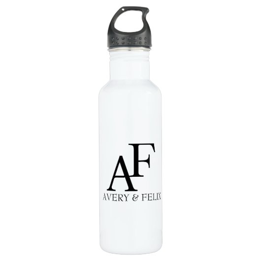 Weddenschap Monogram Black en White Elegant Guest Waterfles (Voorkant)