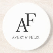 Weddenschap Monogram Black en White Elegant Guest Zandsteen Onderzetter (Voorkant)